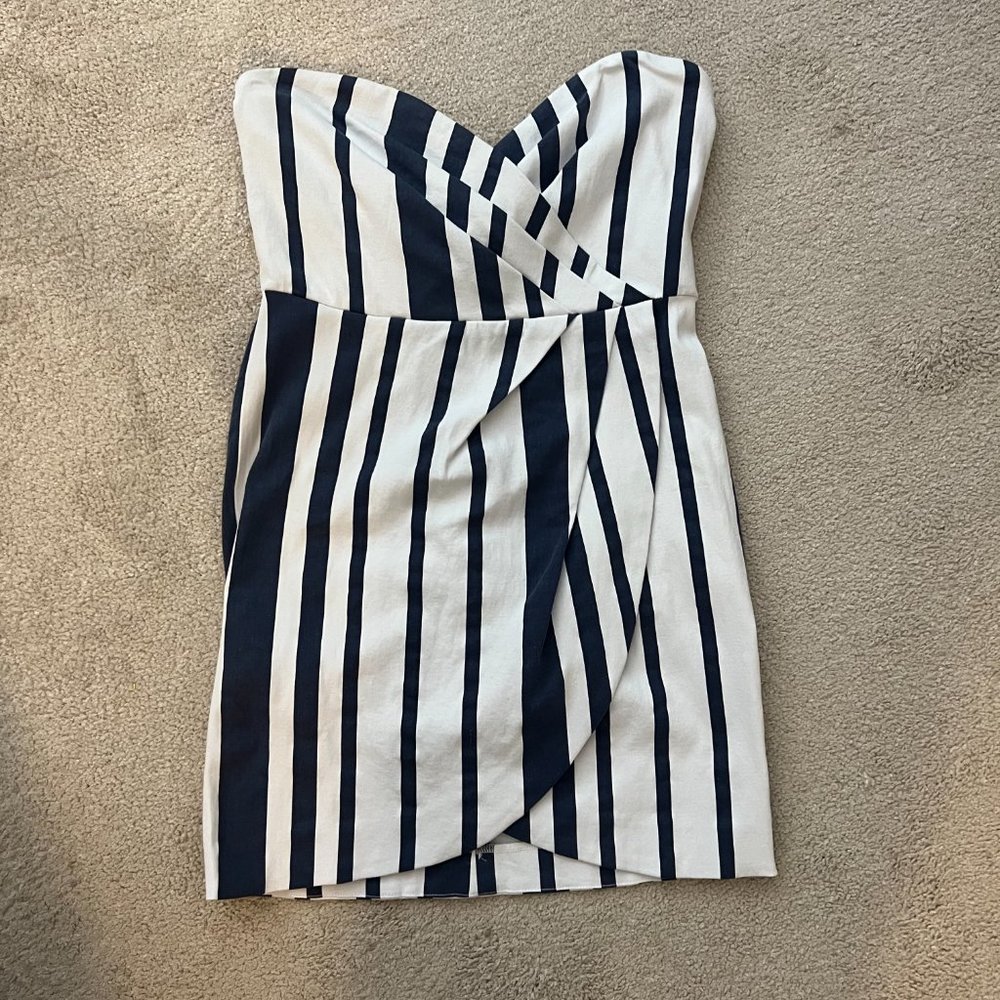 Blue and white striped strapless dress, brand new with tags! - Size M